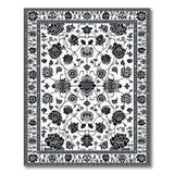 Black White Traditional Persian Floral Rug