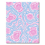 Pink Blue Abstract Floral Line Art Rug
