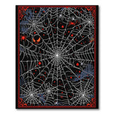 Eerie Spider Web Halloween Area Rug with Jack-O-Lantern
