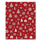 Red Festive Red Christmas Trees Snowflakes Area Rug