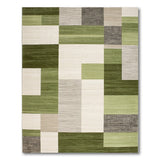 Geometric Modern Green Geometric Block Modern Area Rug