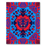 Bold Tribal Lion Mask Area Rug