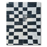 Black White Checkered Tile Geometric Rug