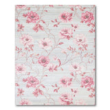 Pink Peony Blooms Grey Striped Area Rug