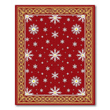 Elegant Red Snowflake Rug with Gold Border