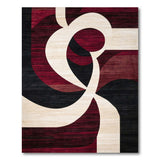 ODIKA Modern Abstract Washable Area Rug, Burgundy & Black Low Pile Non-Slip Carpet