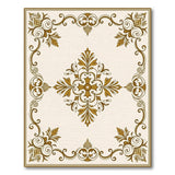 Cream Gold Ornate Medallion Area Rug