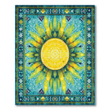 Teal Sunflower Heritage Tribal Area Rug
