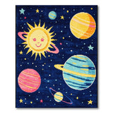 Kids Cartoon Space Galaxy Area Rug