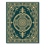 Blue and Teal Ornate Teal Gold Medallion Area Rug