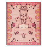 Whimsical Pink Cartoon Tiger Area Rug