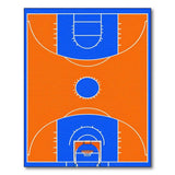 Washable Basketball Court Area Rug - Orange & Blue Low Pile Non-Slip