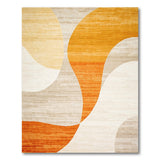 Abstract Curved Orange on Beige Area Rug