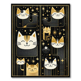 Whimsical Gold Cats Stars Area Rug