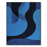 Navy Blue Black Wavy Abstract Area Rug