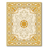 Ornate Gold Border Cream Area Rug