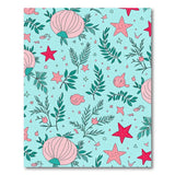 Whimsical Teal Seashell Starfish Pufferfish Area Rug