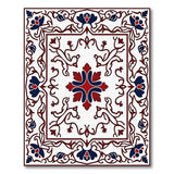 Navy Floral Persian Rug with Red Border