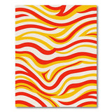 Vibrant Red Yellow Wavy Stripe Area Rug