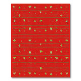 Red Striped Area Rug with Green Leaf Motifs