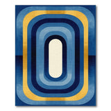 Blue and Teal Blue and Gold Geometric Area Rug