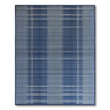 Navy Blue Plaid Woven Area Rug