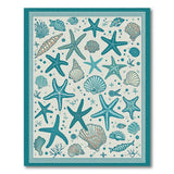 Coastal Beach Blue and Teal Teal Starfish Seashell Coastal Area Rug