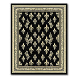 Black Fleur-de-Lis Area Rug with Gold Motifs