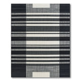 Modern Black White Geometric Block Stripe Rug