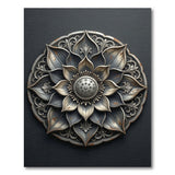 Ornate Silver Lotus Mandala Area Rug