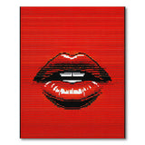 Red Pixelated Red Lips Geometric Area Rug