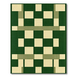 Green Geometric Block Area Rug with Beige Accents