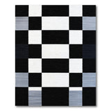Black and White Modern Black White Geometric Checkerboard Area Rug