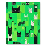 Playful Black Cats Geometric Green Area Rug