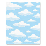 Blue and Teal Whimsical Cartoon Clouds Blue Sky Area Rug