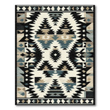 Teal Black Southwestern Geometric Area Rug