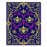 Navy Ornate Gold Pink Floral Area Rug