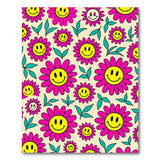 Cheerful Pink Smiley Daisy Face Area Rug