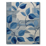 Blue Geometric Leaf Area Rug