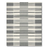 Black White Geometric Stripe Woven Rug
