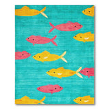 Playful Cartoon Fish Teal Area Rug