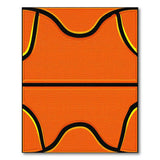 Vibrant Orange Wavy Border Geometric Area Rug