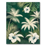 Lush Green Palm Leaf Hibiscus Area Rug