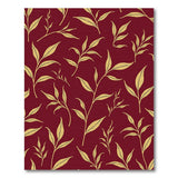 Golden Tea Leaves on Burgundy Area Rug