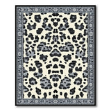 Black Leopard Print Rug with Persian Border