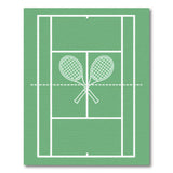 Green Tennis Court Area Rug with Crossed Rackets