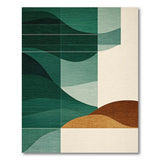 Modern Teal Green Wave Abstract Area Rug