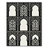 Ornate Moroccan Arch Black White Area Rug