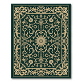 Emerald Green Ornate Floral Vintage Rug