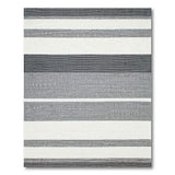 Black White Horizontal Striped Geometric Modern Area Rug